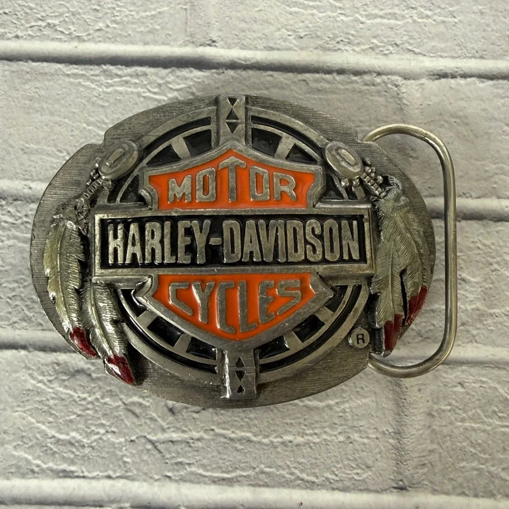 Vtg 1992 Harley Davidson Belt Buckle Dreamcatcher Eagle Feathers Pewter U-88 USA